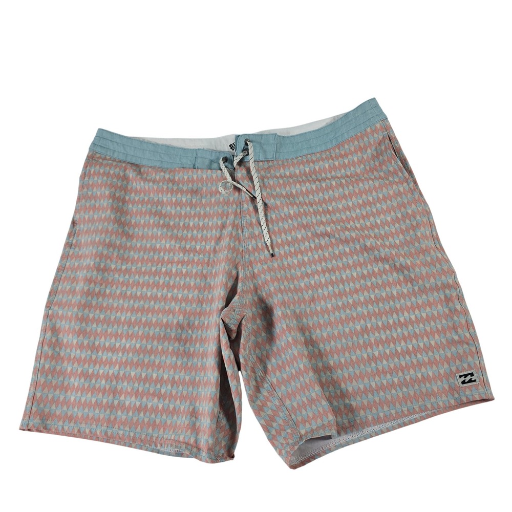 Billabong Recycler Sundays Lo Tide Board Shorts Men 38 Coral Blue Diamond Print